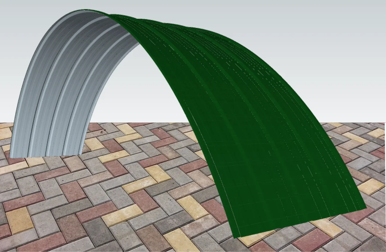 Plancha curva de Aluzinc TR5 con acabado verde