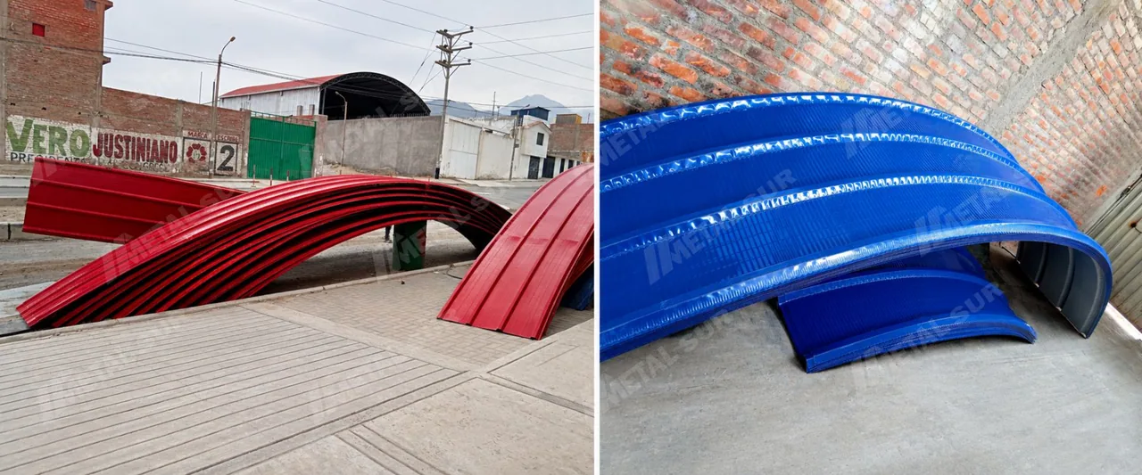 Perfiles curvos de Aluzinc TR4 y TR5 fabricados por Metal Sur