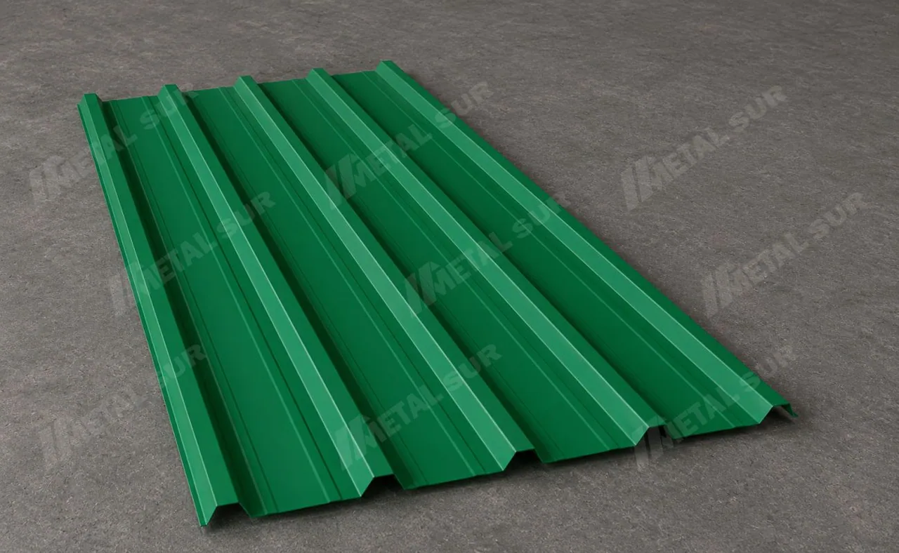 Perfil de Aluzinc TR5 prepintado en color verde